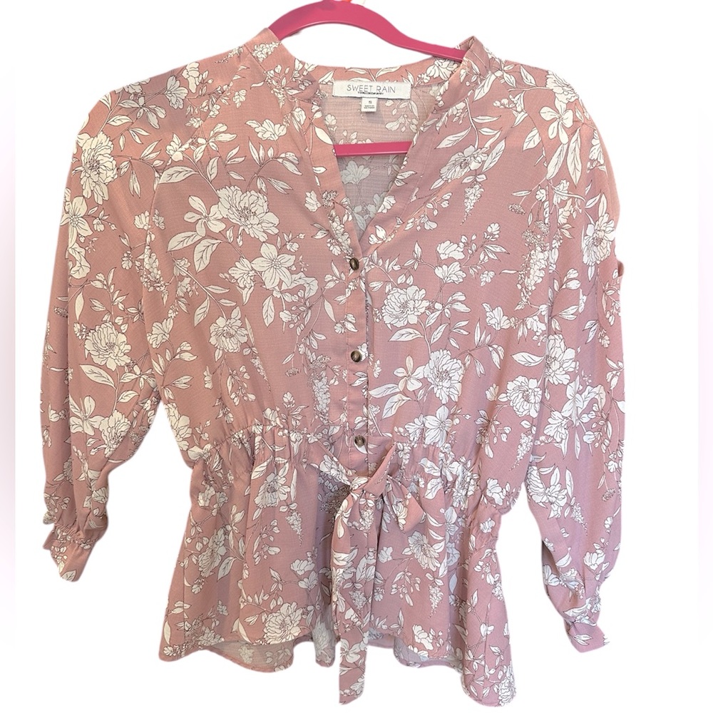 ❤️‍🩹SWEET RAIN Pink Floral Women's Top